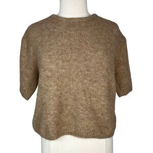 Permanent Short Sleeve Sweater Womans Medium Tan New